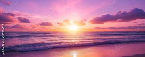 Purple Sunset Over Ocean Beach