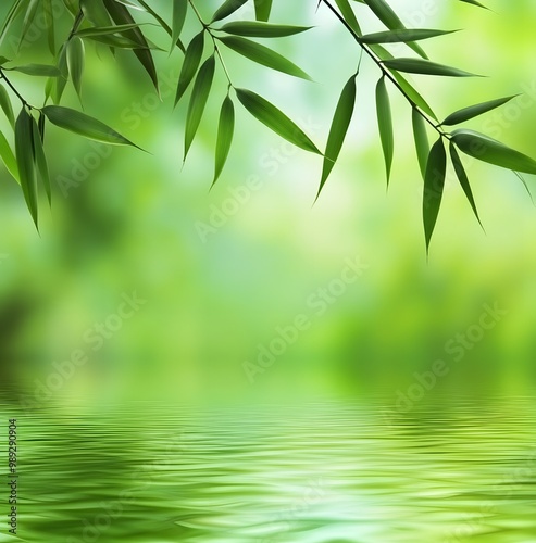 Water Reflection with Bamboo Leaves for Spa Design