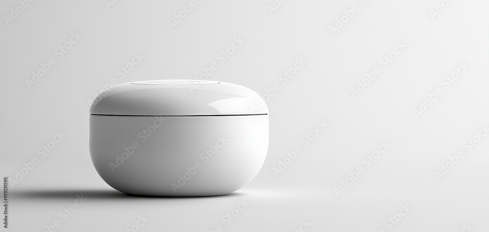 Minimalist White Ceramic Container in Soft Light on Clean White Surface - Elegant Home Decor Concept Minimalist White Ceramic Container in Soft Light on Clean White Surface - Elegant Home Decor Concept