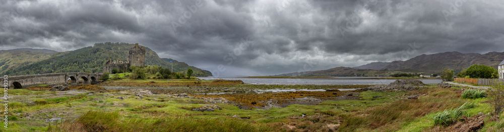 Eilean Donan Castle is built on a small tidal island situated at the confluence of three sea lochs - Loch Duich, Loch Long and Loch Alsh,western Highlands of Scotland, United Kingdom Eilean Donan Castle is built on a small tidal island situated at the confluence of three sea lochs - Loch Duich, Loch Long and Loch Alsh,western Highlands of Scotland, United Kingdom