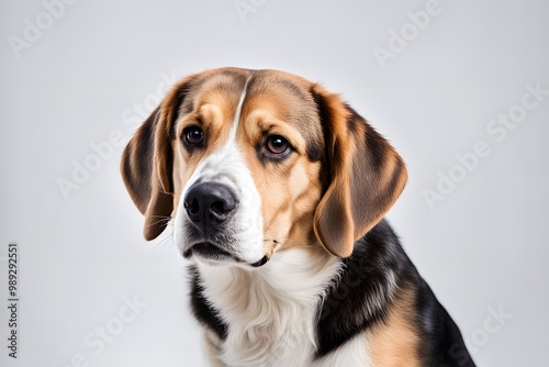 Beagle shepherd dog on white background, AI generated