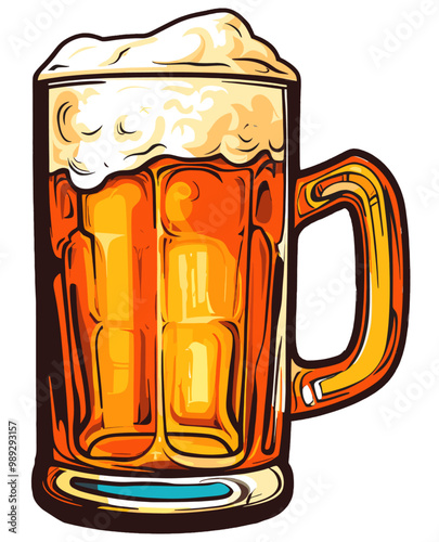 Colorful illustration beer mug, cartoon illustration