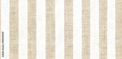 Beige Linen Fabric With Vertical Stripes Texture