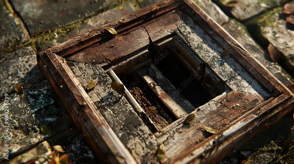 Weathered Wooden Frame Close-Up Weathered Wooden Frame Close-Up