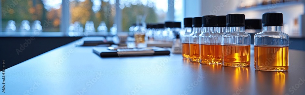 Scientific tools arranged on a conference table, emphasizing innovative business strategies Scientific tools arranged on a conference table, emphasizing innovative business strategies
