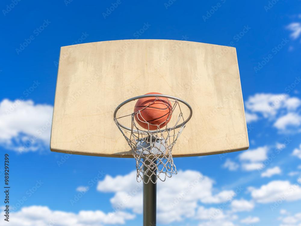 Amateur basketball hoop against the sky. Amateur basketball hoop against the sky.