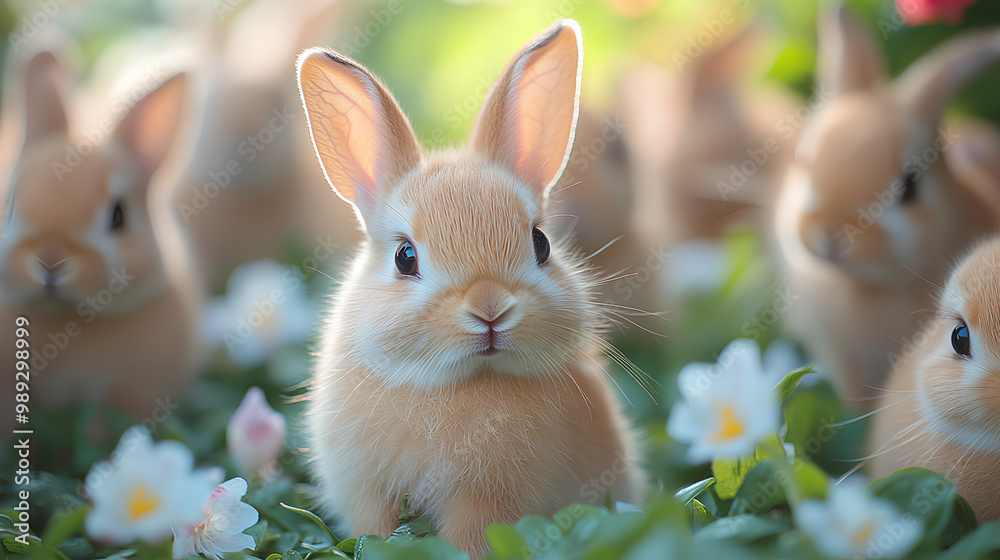 baby rabbits are playing in the meadow baby rabbits are playing in the meadow