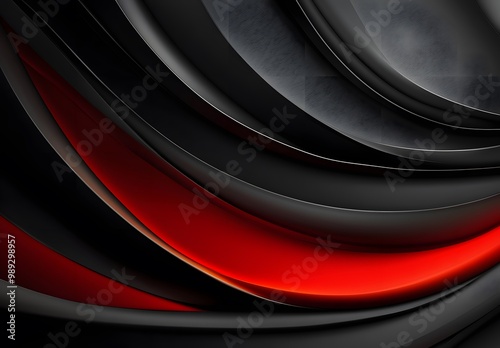 Abstract Red And Black Curved Lines Design