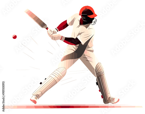 Professional cricket sport man minimal illustration