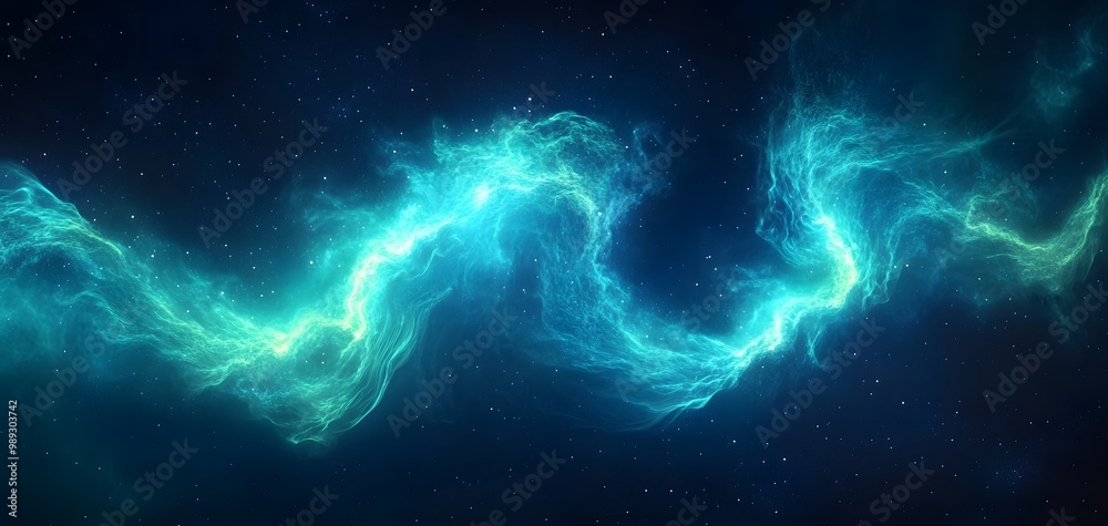Abstract Wavy Northern Lights in Space Abstract Wavy Northern Lights in Space