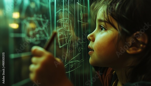A child drawing on the glass barrier between them and a parent in prison, evoking feelings of innocence, separation, and hope, prison visit with child, emotional connection