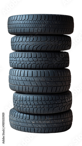 Car tires stacked on top of each other on a plain PNG background (2)