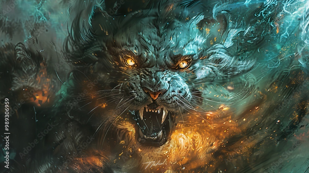 Fierce Tiger Roar: A Digital Painting Fierce Tiger Roar: A Digital Painting
