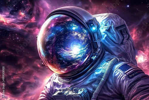 Astronaut in space. Exloration of the distant planets and universe. Ai Generative photo