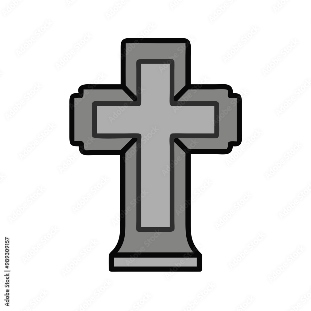 Fototapeta premium Cross icon, solemn mood, symbolizing funerals and memorial services, on a transparent background 