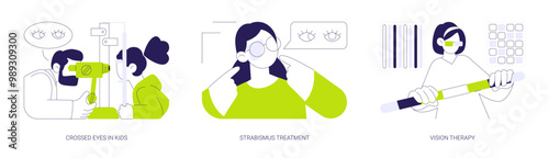Strabismus diagnosis abstract concept vector illustrations.