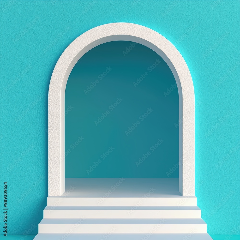 Minimalist Archway Against Bright Blue Background Minimalist Archway Against Bright Blue Background