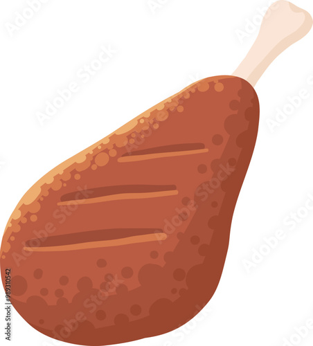 Cartoon meat product. Chicken, sausage and sausages. Steak, pork bacon and rib vector icon. Steak chicken, sausage and bacon, product ingredient illustration on white background