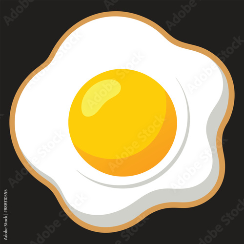 Fried egg on black background