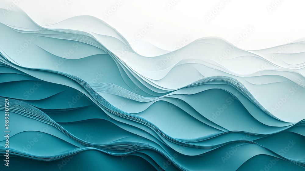 Minimalist waves of soft blue and teal tones Minimalist waves of soft blue and teal tones