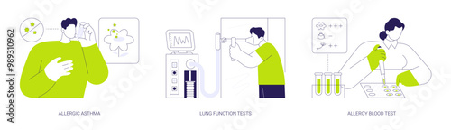 Chronic immunological diseases abstract concept vector illustrations.