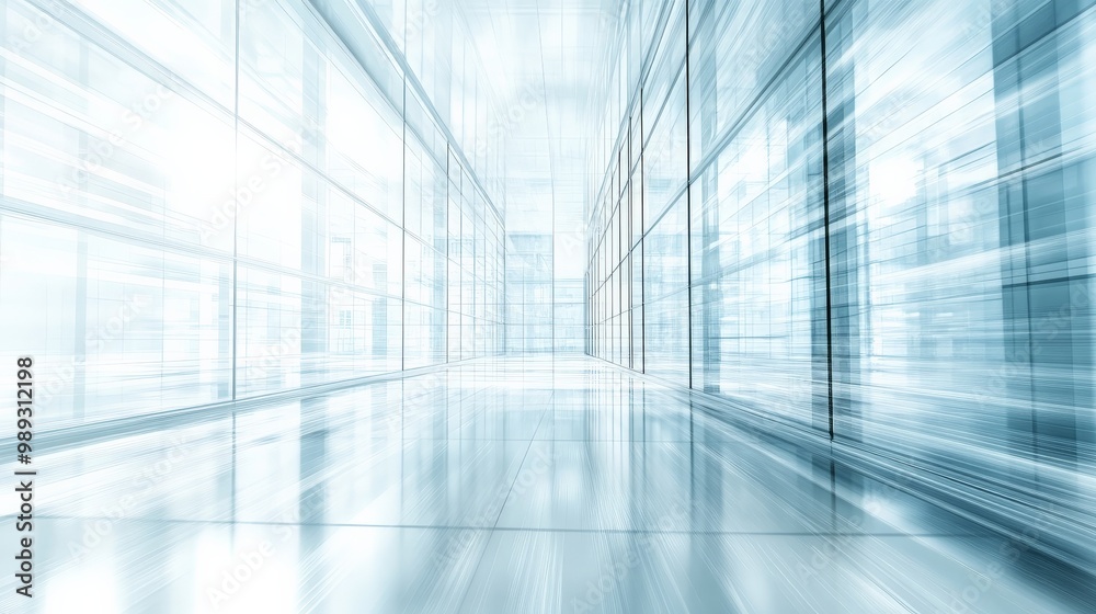 Futuristic Glass Hallway with Blurred Motion Futuristic Glass Hallway with Blurred Motion