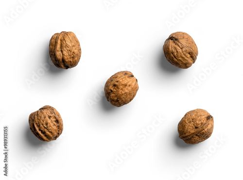 Set of Walnuts in Shell Isolated