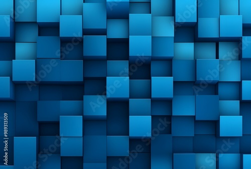 Abstract Blue Geometric Cube Pattern Background