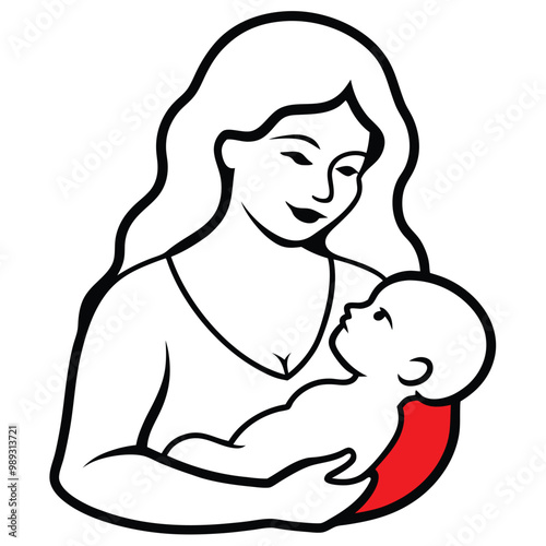 Adobe IlluBreastfeeding mother newborn baby health care vector icon logostrator Artwork