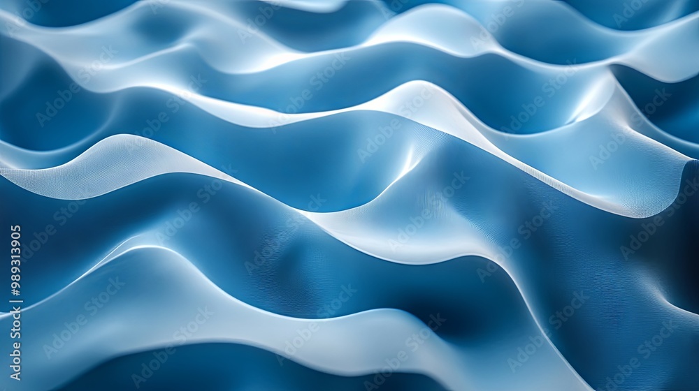 Obraz premium Subtle, wavy lines in a gradient blue background