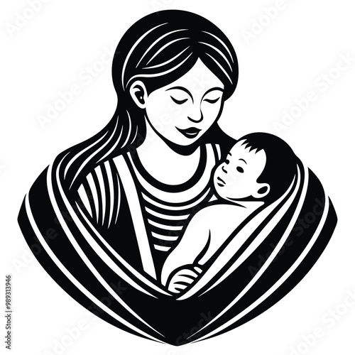 Adobe IlluBreastfeeding mother newborn baby health care vector icon logostrator Artwork