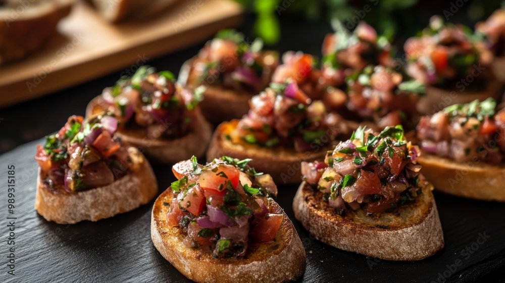 Olive paste on canapes Olive paste on canapes
