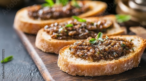 Spread from olives on small breads