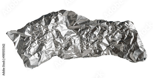 Obraz na płótnie Aluminum Foil Torn Paper Edge Isolated, Wrinkled Aluminium Paper Pattern, Crumpled Tin Material Piece, Textured Abstract Tinfoil Object, Broken Tinfoil Sheet on White Background w salonie