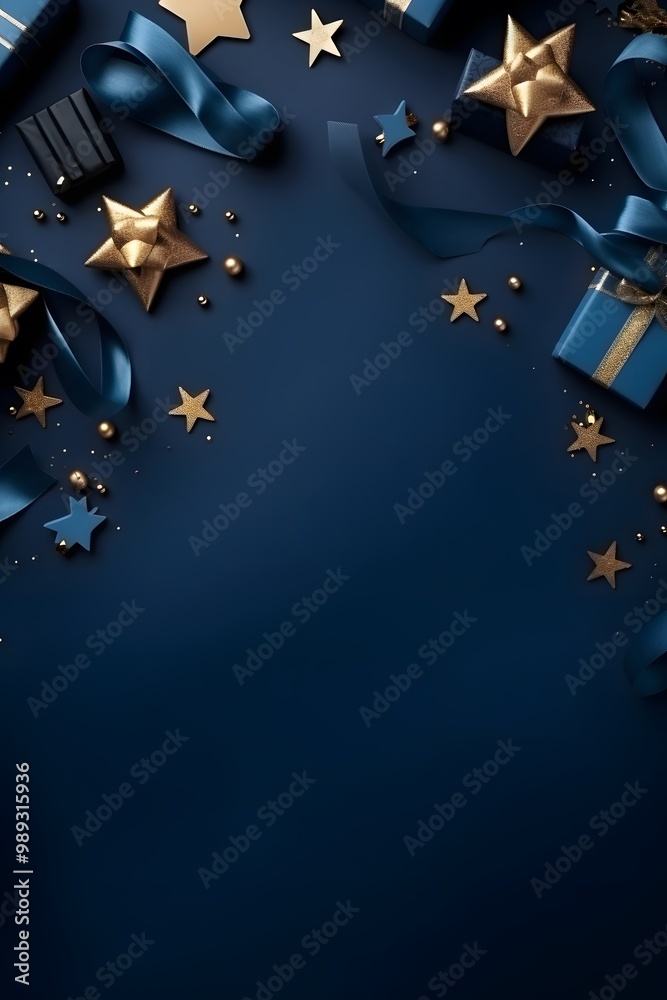 Navy Blue Christmas Background with Gold Stars Navy Blue Christmas Background with Gold Stars