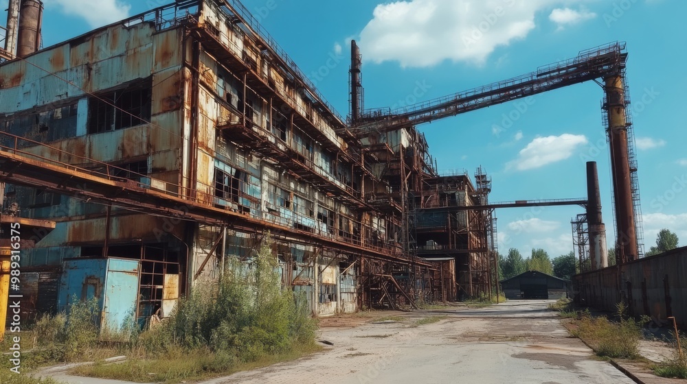 Structures and buildings from old plant inside and outside. Structures and buildings from old plant inside and outside.