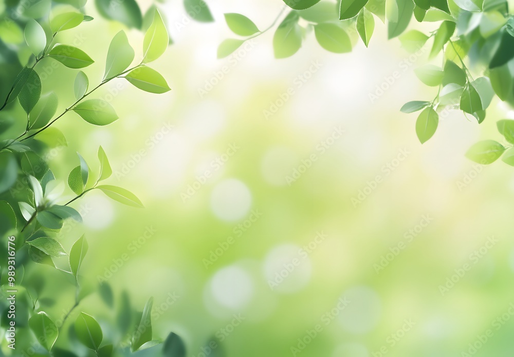 Blurred Green Spring Background with Bokeh and Empty Space Blurred Green Spring Background with Bokeh and Empty Space