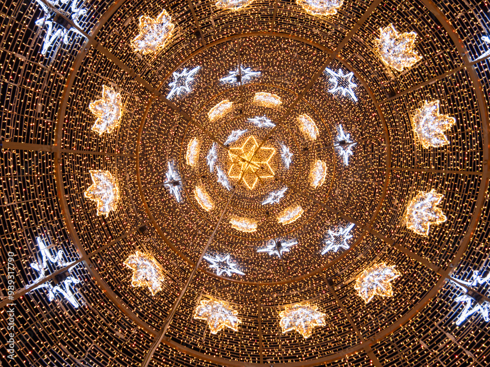 Naklejka premium Interior View of Illuminated Christmas Tree Structure