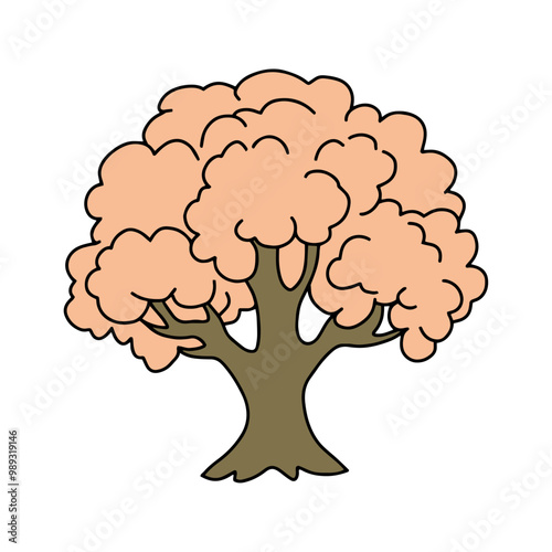 Tree in doodle style. Vector isolated on white background