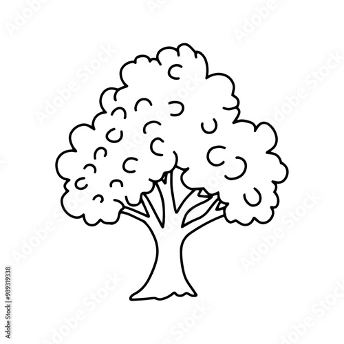 Tree in doodle style. Vector isolated on white background