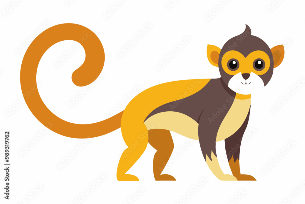 Obraz premium Simple squirrel monkey vector illustration on a white background