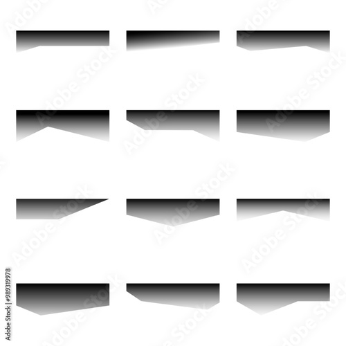 Set of Black transparent top page dividers. Divider for websites. Vector