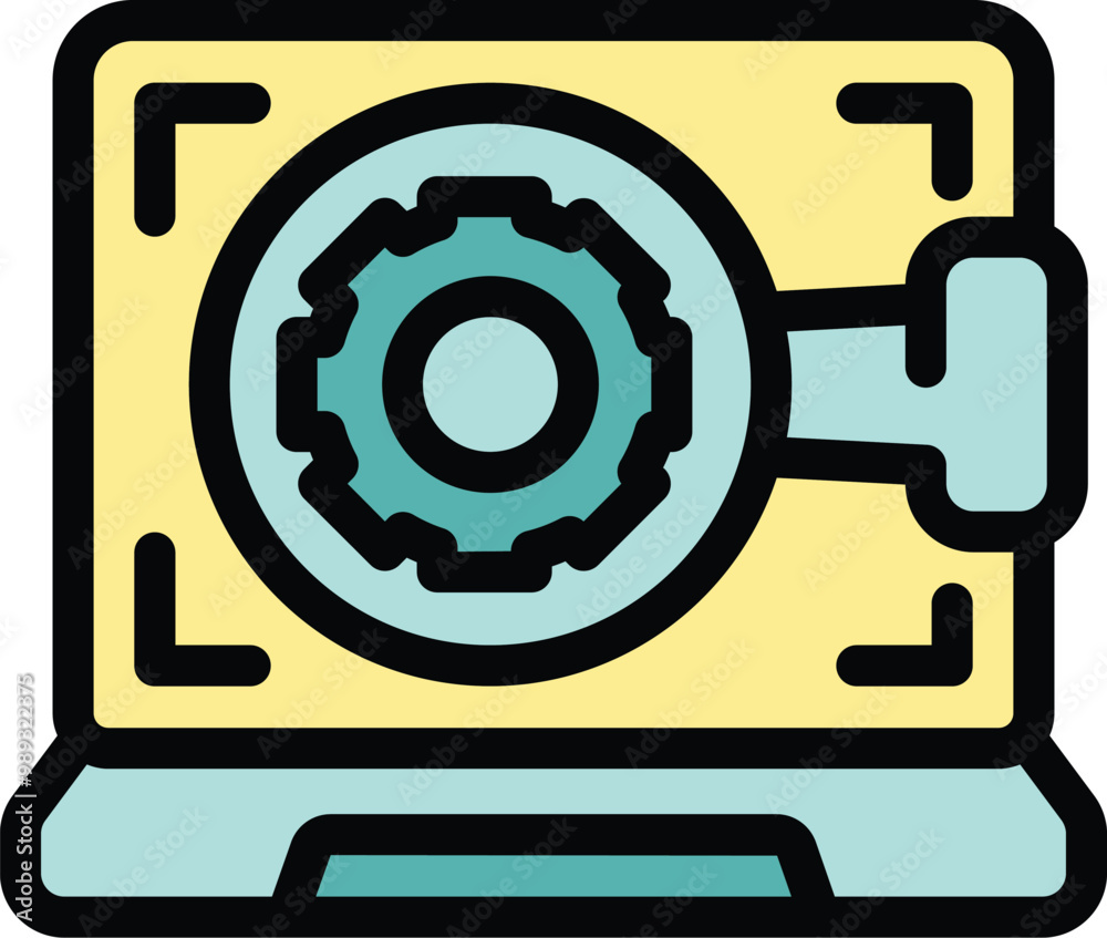 Laptop is being accessed with a combination lock gear mechanism, symbolizing digital security and data protection Laptop is being accessed with a combination lock gear mechanism, symbolizing digital security and data protection
