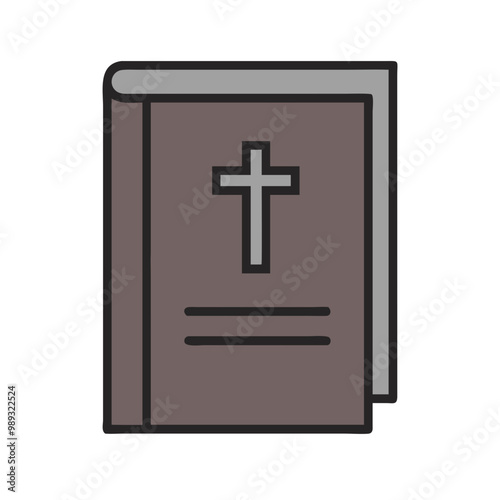 Funeral program icon, solemn mood, symbolizing memorial services and tributes, on a transparent background
