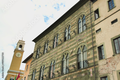 Palazzo Gambacorti, a 14th-century Gothic palace, and now houses the offices of the municipality of Pisa, Tuscany, Italy