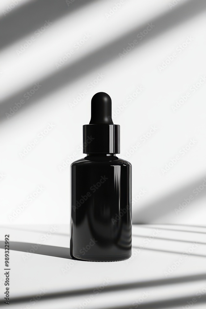 A bottle of essential oil is sitting on a table A bottle of essential oil is sitting on a table