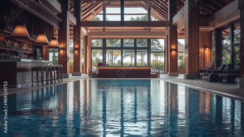 Empty pool bar in resort