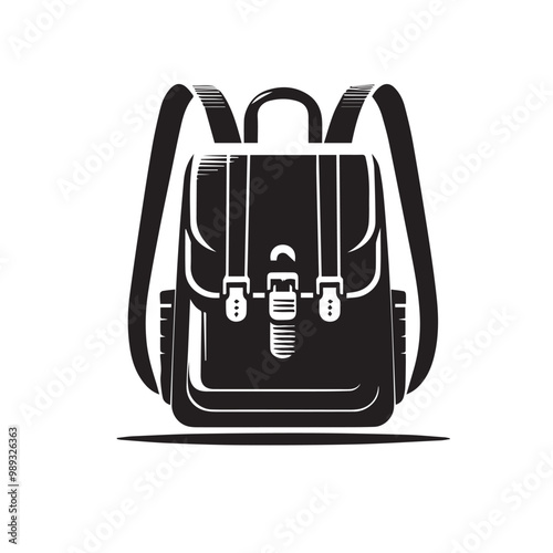 School bag silhouette vector. School bag logo, icon design isolated on white background.