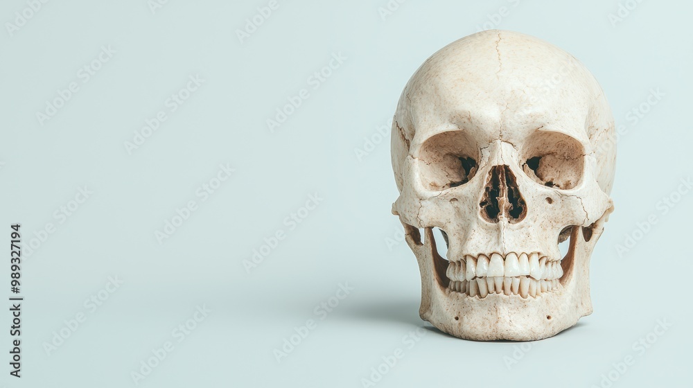 Human Skull on Neutral Background for Medical Use