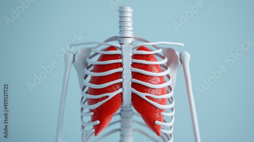 Anatomical Model of Human Lungs and Ribcage